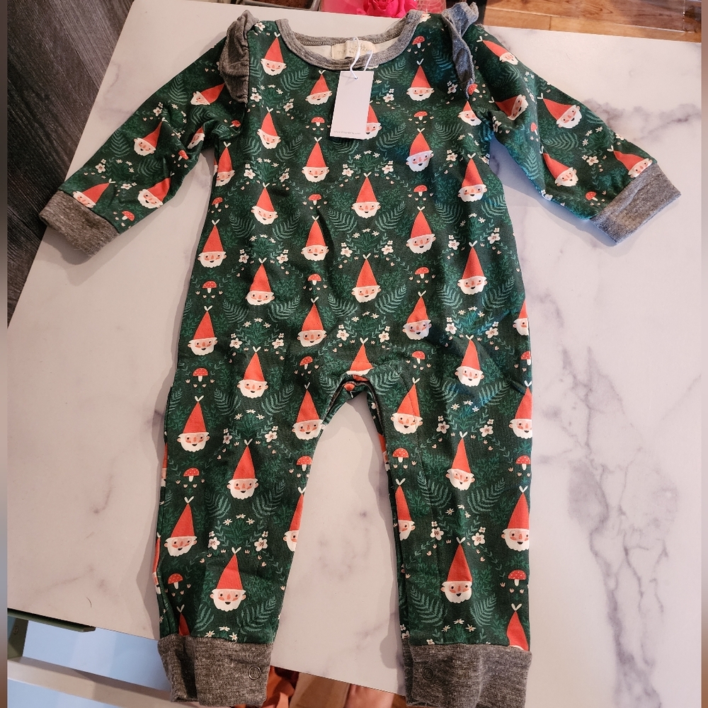 MIKI MIETTE Baby Papa Elf One Piece|Size 9 M|Green & Red Christmas Elf Onsie|NWT